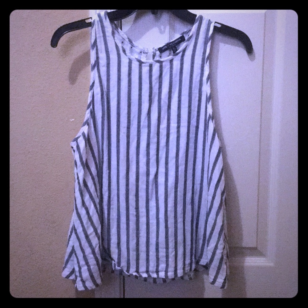 White and blue linen top